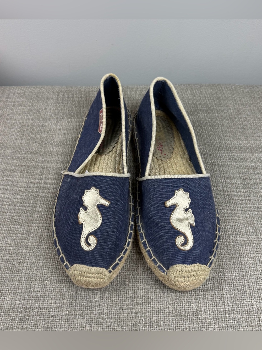 Lilly Pulitzer Lia Espadrille True Navy Blue Gold Seahorse Coastal Preppy Size 9